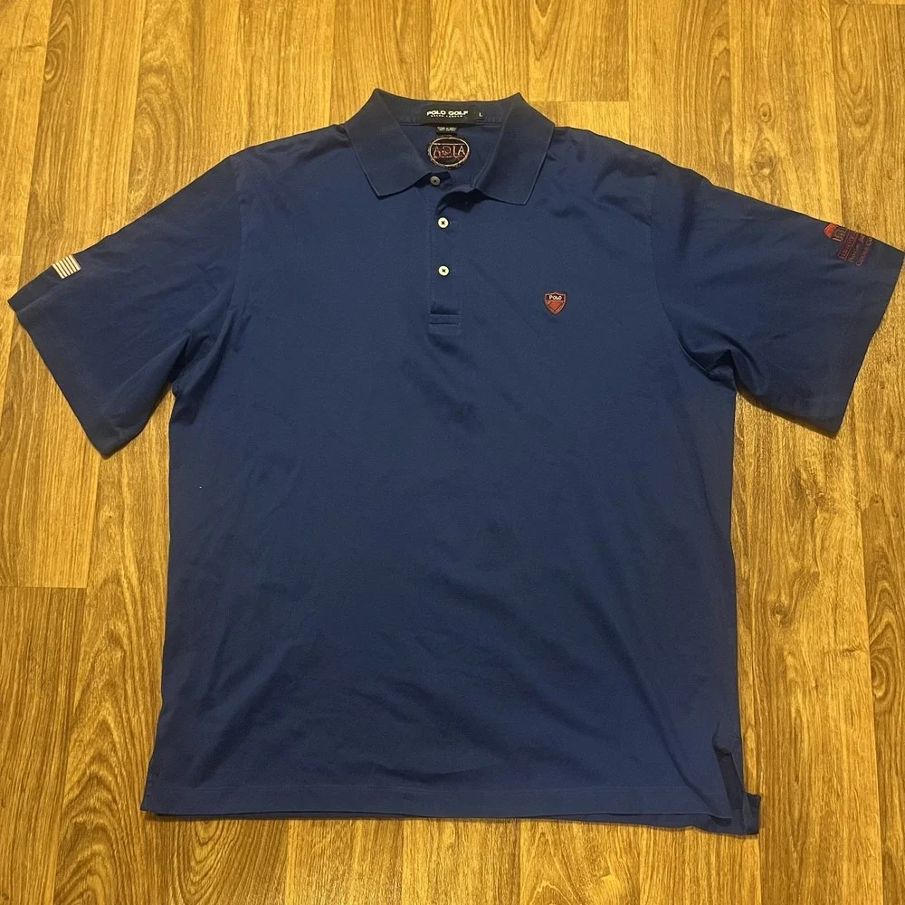 Polo Ralph Lauren Polo Golf Shirt Men Large Blue‎ Preppy Short Sleeve